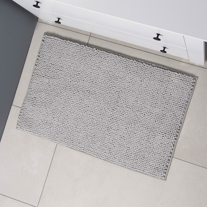 Коврик "Букли" для ванной 50х80 см, светло-серый, микрофибра плотность 1100