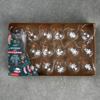 Гирлянда &laquo;Нить&raquo; 1.6 м с насадками &laquo;Шарики со снежинкой&raquo;, IP20, серебристая нить, 15 LED, батарейки ААх2 (нет в комплекте), свечение мульти