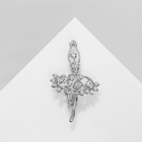 Брошь &laquo;Балерина&raquo; ан лер, цвет белый в серебре