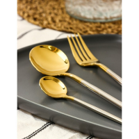 Столовые приборы из нержавеющей стали Magistro &laquo;Фолк&raquo;, 4 предмета, цвет металла золотой, серебряный ручки