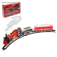 Железная дорога &laquo;Классический поезд&raquo;, свет и звук, с дымом, работает от батареек, цвета МИКС