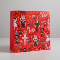 Пакет подарочный новогодний ламинированный квадратный &laquo;Щелкунчик&raquo;, 30 х 30 х 12 см, Новый год