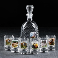 Набор питьевой &laquo;Охота-рыбалка&raquo;, 7 предметов: графин 500 мл, стопка 50 мл, 6 шт, в чемоданчике