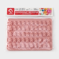 Форма для мармелада Доляна &laquo;Сладкие мишки&raquo;, силикон, 18,8&times;13,8 см, 50 ячеек (1,8&times;1,1 см), цвет МИКС