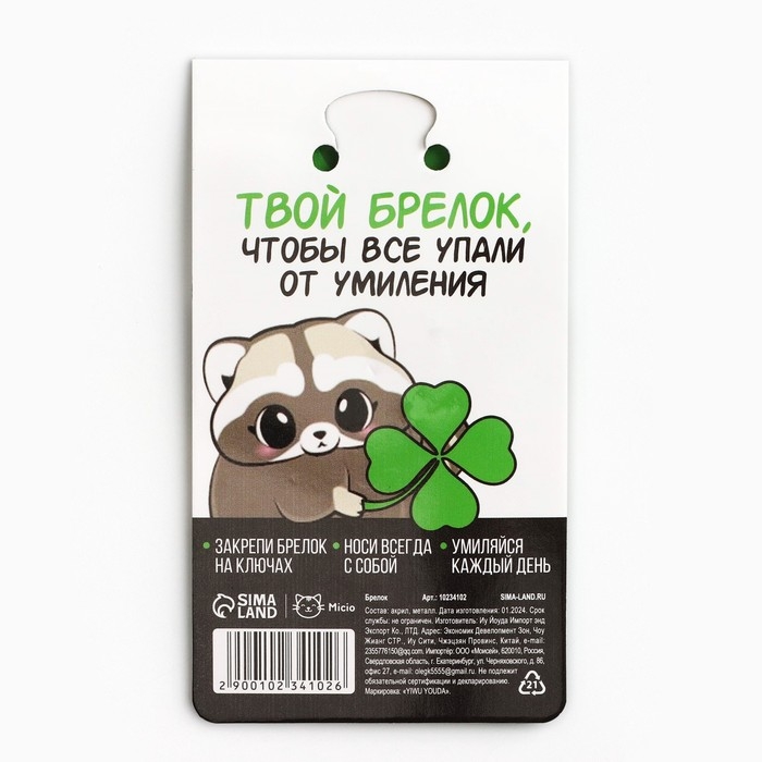 Брелок для ключей акриловый &laquo;Приношу счастье и удачу&raquo;, 9.7 х 4.5 см