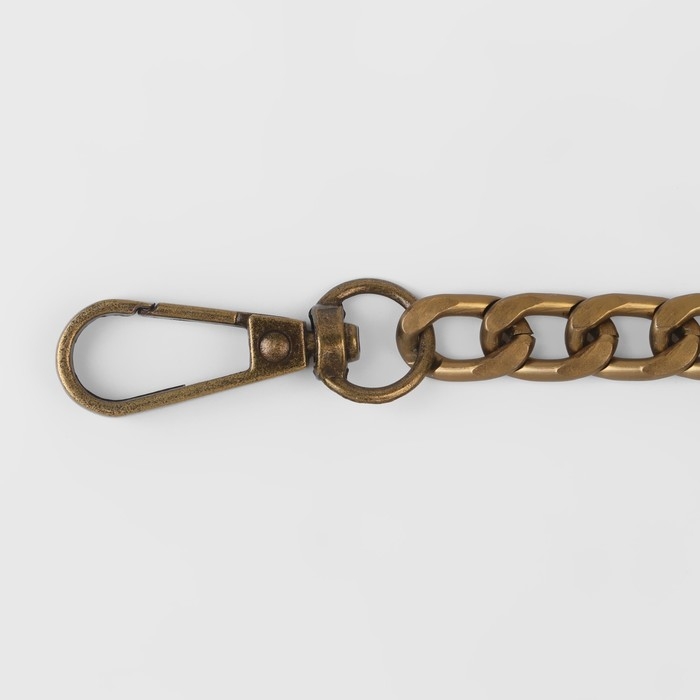 Цепочка для сумки, плоская, с карабинами, алюминиевая, 9 &times; 14 мм, 120 см, цвет бронзовый