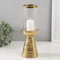 Подсвечник керамика, стекло на 1 свечу "Зебра Греви" d=8 см золото 10х10х29,5 см