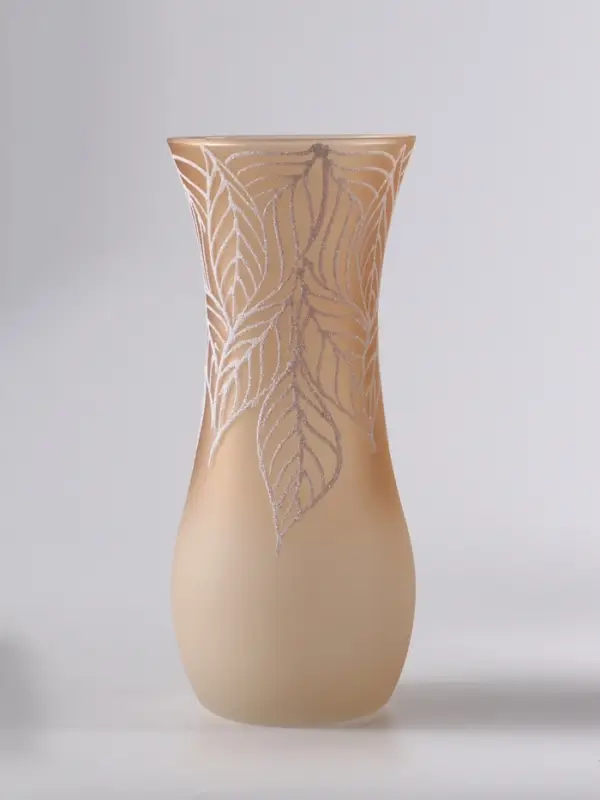 Ваза &laquo;Кармен&raquo; листья, волна, h=26 см, стекло, пудра