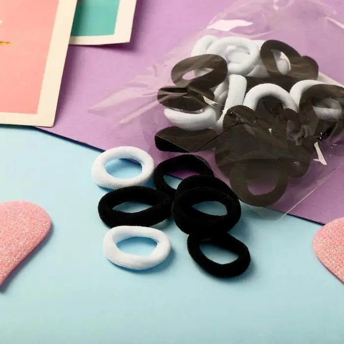 Резинка для волос &laquo;Выбражулька&raquo; (набор 30+-1 шт) d-1,4 см ассорти, чёрно-белый