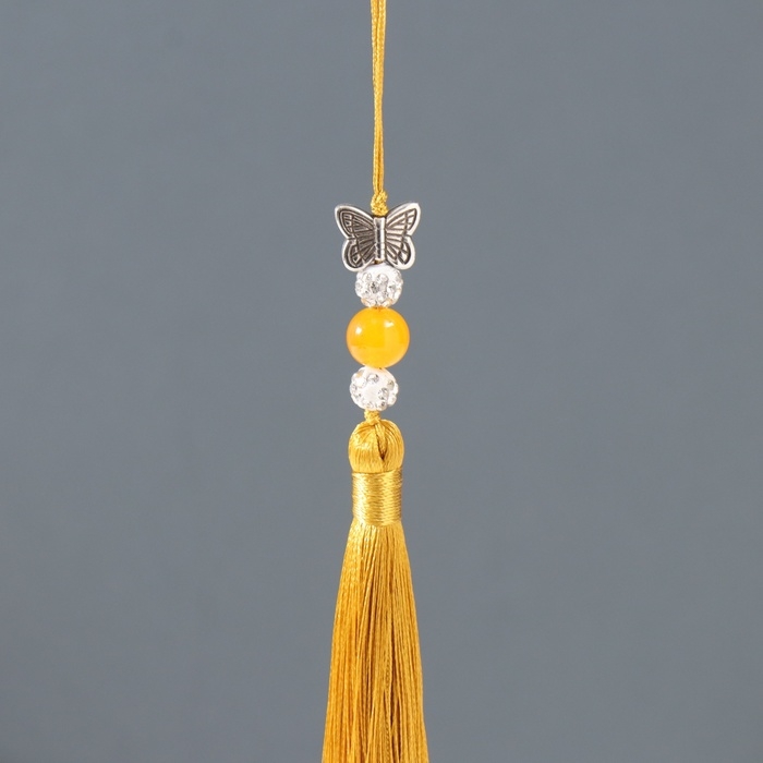 Подвеска текстиль, металл "Бабочка" золотая 1х1,2х16,5 см