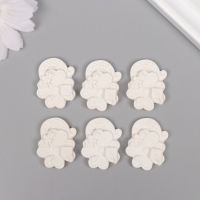 Декор для творчества полистоун "Клевер на удачу" белый набор 6 шт 2,2х3 см