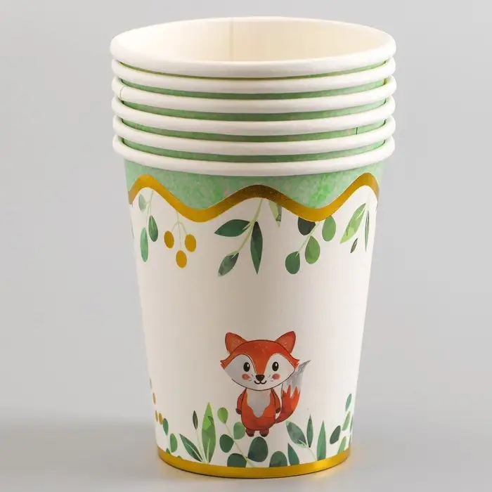 Стаканы бумажные &laquo;Зверята&raquo;, 6 шт.