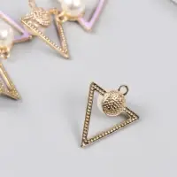 Декор для творчества металл, пластик, эмаль "Треугольник с бусинкой" 2,4х2,8 см