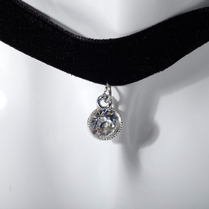 Чокер &laquo;Стразинка&raquo; круг в огранке, цвет белый в серебре, 33 см