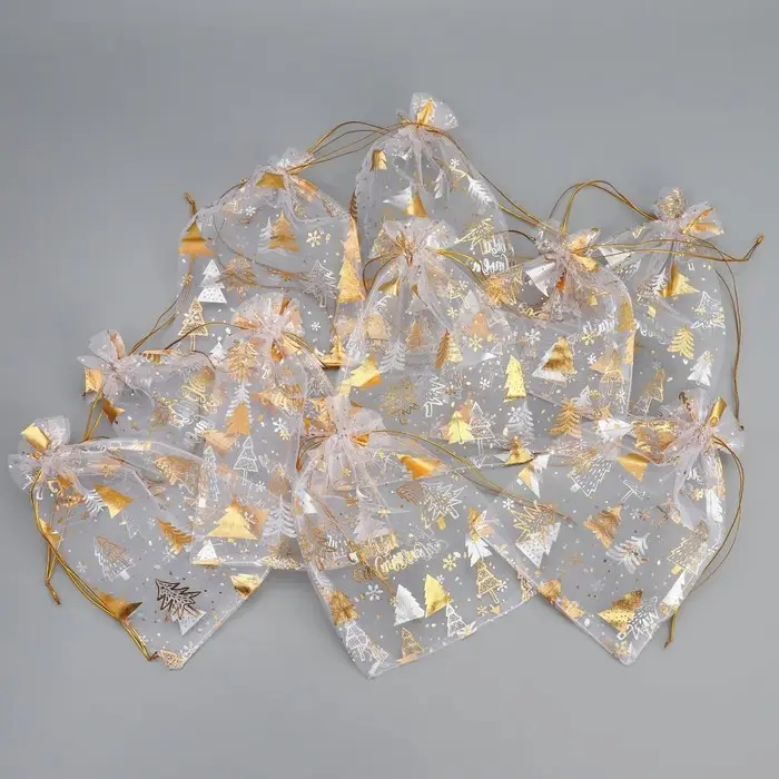 Набор мешков &laquo;С Новым счастьем!&raquo;, органза, 10 шт, 16 х 24 см