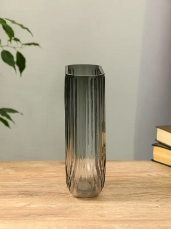Ваза стекло настольная "Айрис" 23,5х17х7 см, серый