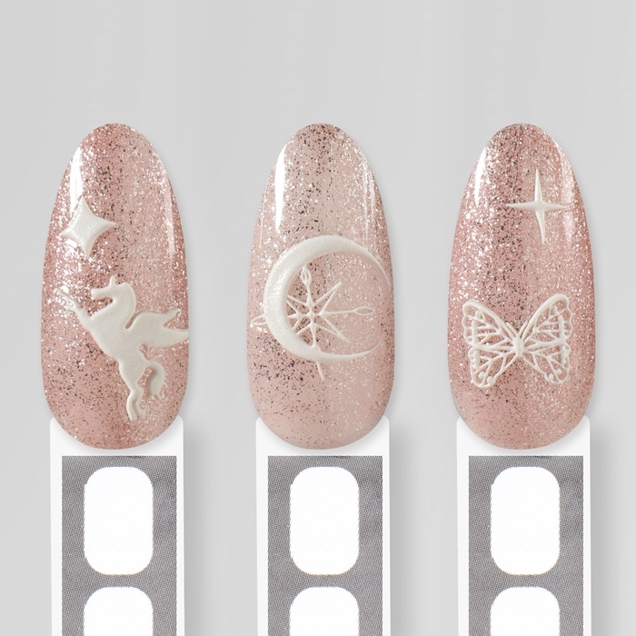 Наклейки для ногтей &laquo;Волшебство пегаса&raquo;, объёмные, цвет белый
