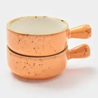 Кокотницы Magistro &laquo;Церера&raquo;, набор 2 шт., 100 мл, d=7.5 см, фарфор, оранжевые