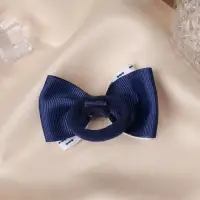 Резинка для волос &laquo;Школьница&raquo;, бант штрихи, 6 см, бело-синяя