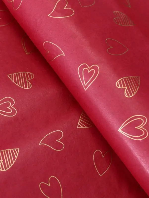Бумага упаковочная тишью, &laquo;Сердечки&raquo;, 50 см &times; 70 см 17 грамм, винная