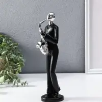 Сувенир полистоун "Саксофонист" чёрный с серебром 7х8,5х27,5 см