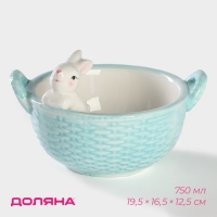 Конфетница Доляна &laquo;Зайка&raquo;, 19,5&times;16,5&times;12,5 см, цвет голубой