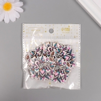 Декор для творчества дерево "Супер мама" набор 5 шт 4,3х4,1х0,3 см