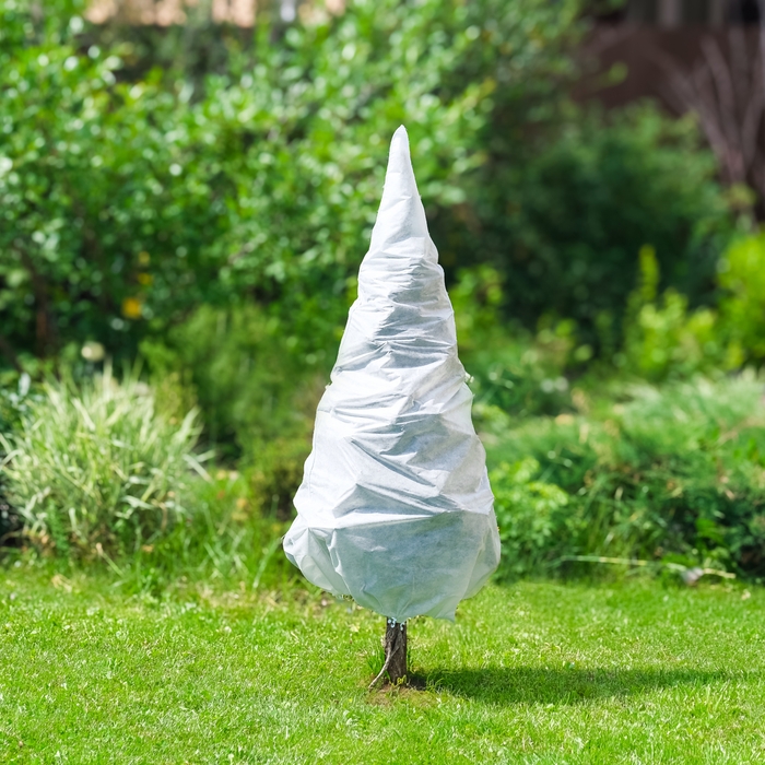 Чехол для растений, конус на завязках, 120 &times; 100 см, спанбонд с УФ-стабилизатором, плотность 60 г/м&sup2;, МИКС