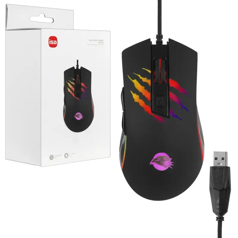Мышь игровая проводная с подсветкой GM-6 ISA черная (60шт/кор)