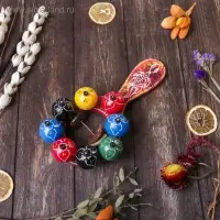 Сувенирный музыкальный инструмент "Маракас с шариками и пластинами" радужный 25х13х5 см МИКС