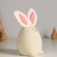 Сувенир керамика, текстиль "Зайчик в форме яйца" белый 7,2х7,2х12,5 см