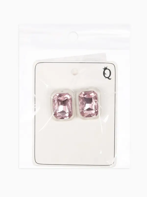 Серьги "Кристалл" прямоугольник грань, цвет прозрачно-розовый