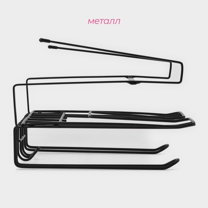 Держатель для кухонных принадлежностей подвесной Доляна, 28,5&times;25,5&times;16 см, цвет чёрный