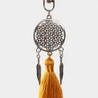 Брелок-кисточка "Ловец снов" 17 см, цв. золотистый, серебристый