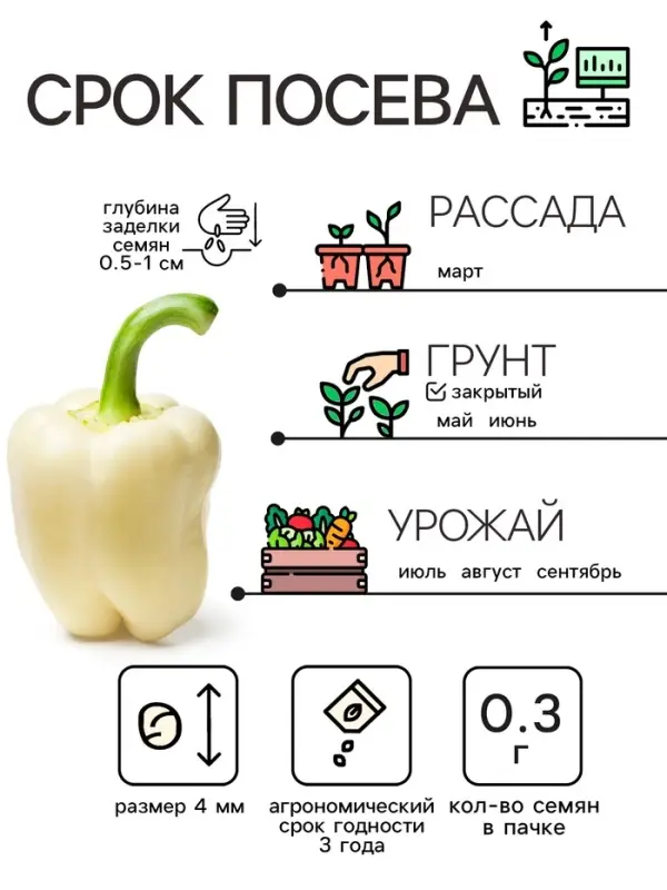 Семена Перец сладкий "Белозёрка", 0,3 г