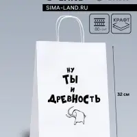 Пакет подарочный &laquo;Ну ты и древность&raquo;, 24&times;10&times;32 см 1 шт.