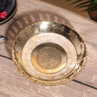 Блюдо сервировочное "Жар-Птица" латунь с перламутром 19,5х19,5х5,5 см