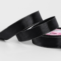 Лента атласная &laquo;Серебряные нити&raquo;, 25 мм &times; 23 &plusmn; 1 м, цвет чёрный №39