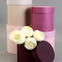 Набор круглых коробок 5 в 1" Лаванда", 20 х 20 - 15 х 15