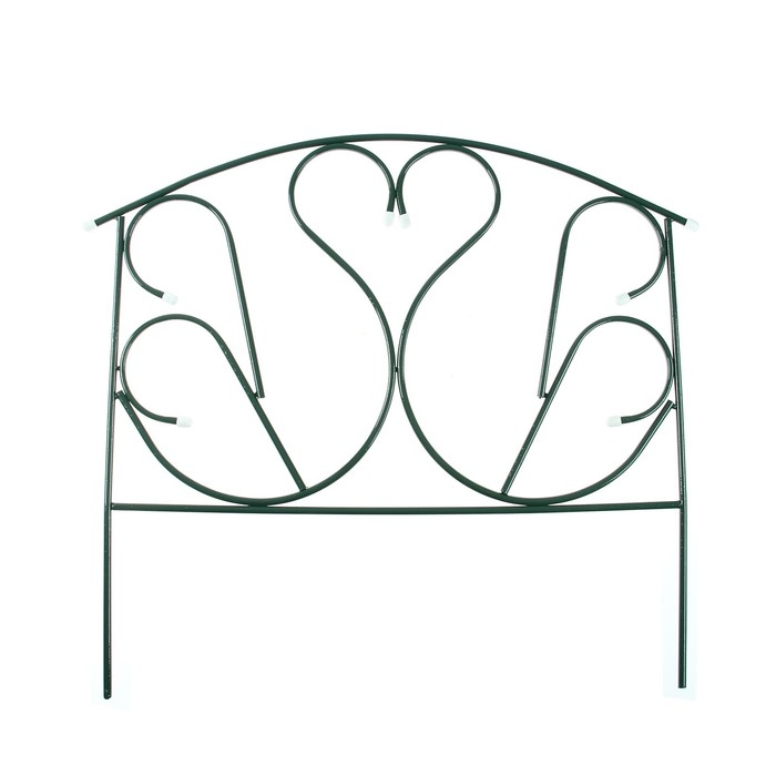 Ограждение декоративное, 69 &times; 410 см, 5 секций, с заглушками, металл, зелёное, &laquo;Лебедь&raquo;