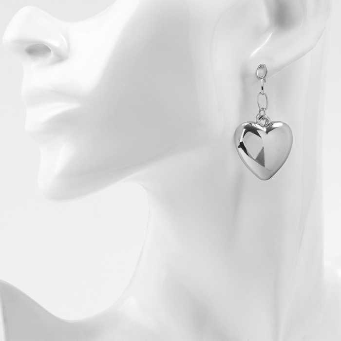 Серьги металл &laquo;Сердце&raquo; пленительность, цвет серебро