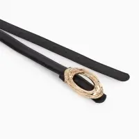 Ремень жен 04-01-01-04, Июнь2513, 2,4*0,3*110 см, без винта, пряж золото, гвоздик, черный