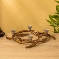 Подсвечник на 4 свечи &laquo;Медные рога&raquo;, 27&times;27&times;6 см, алюминий