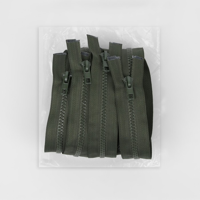 Молния &laquo;Трактор&raquo;, №5, разъёмная, 2 замка, замки автомат, 90 см, цвет хаки, цена за 1 штуку