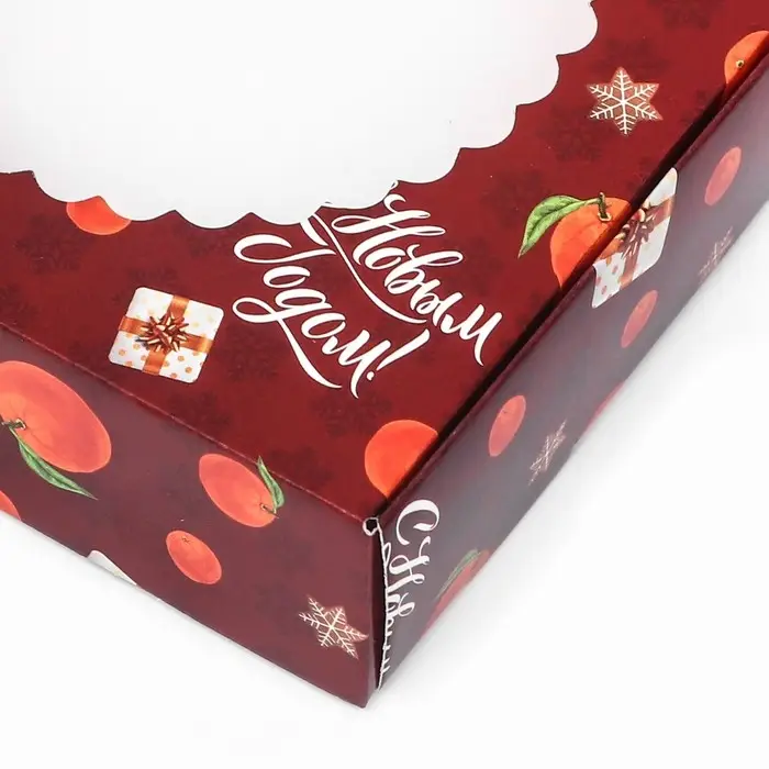 Подарочная коробка сборная с окном &laquo;Мандарины и подарки&raquo;, 11.5&times;11.5&times;3 см