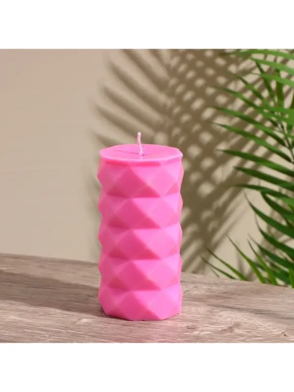 Свеча "Столб ромбики" 6х6х12 см, соевый воск, микс