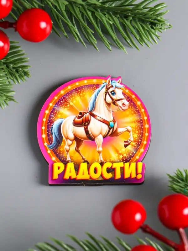 Набор новогодних магнитов 10 шт "Символ года 2026", размер 1 магнита 4,3 х 4,5 см