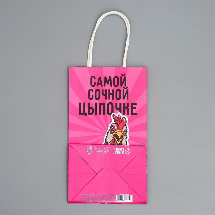 Пакет подарочный крафтовый, упаковка, &laquo;Цыпочка&raquo;, 12 х 21 х 9 см