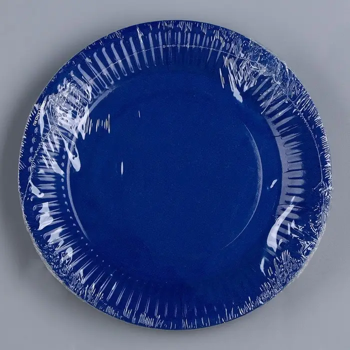 Тарелка одноразовая бумажная &laquo;Синий&raquo;, однотонная