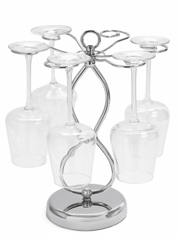 Подставка для бокалов, серебристая, на 6 бокалов